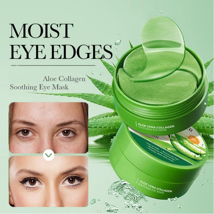 Chenduoran 60Pcs Under Eye Patches,Collagen Patches Eye Masks, Aloe Vera Gel Eye Mask Skin Care,for Puffy Eyes Dark Circles Eye Bags, Anti Wrinkle, Hydrating,Skincare,for Men and Women