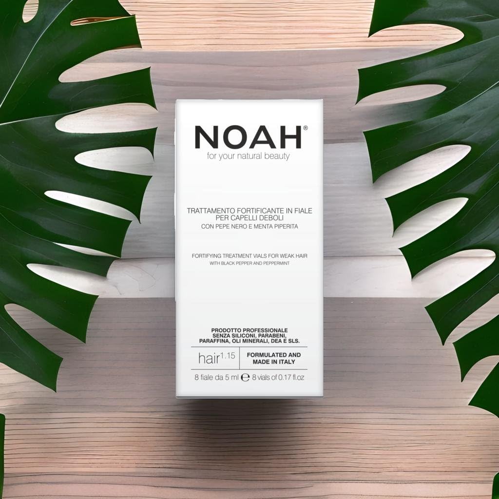 Noah NOAH Natural 1.15 Fortifying Hair Treatment Vials Serum for Weak Hair with Black Pepper & Peppermint, 8 Vials x 5ml