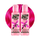 Crazy Color Vibrant Rebel UV Semi-Permanent Duo Hair Dye. Highly Pigmented Neon Pink Conditioning & Oil Nourishing Vegan Formula | No Bleach or Ammonia | 200ml