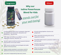 Seagreens Iodine Lite+ Organic Supplements, 3 Month Supply, 150mcg Natural Iodine from Seaweed, Vegan Supplement for Kids & Adults, Radiation Support, Thyroid Health, 90 Capsules