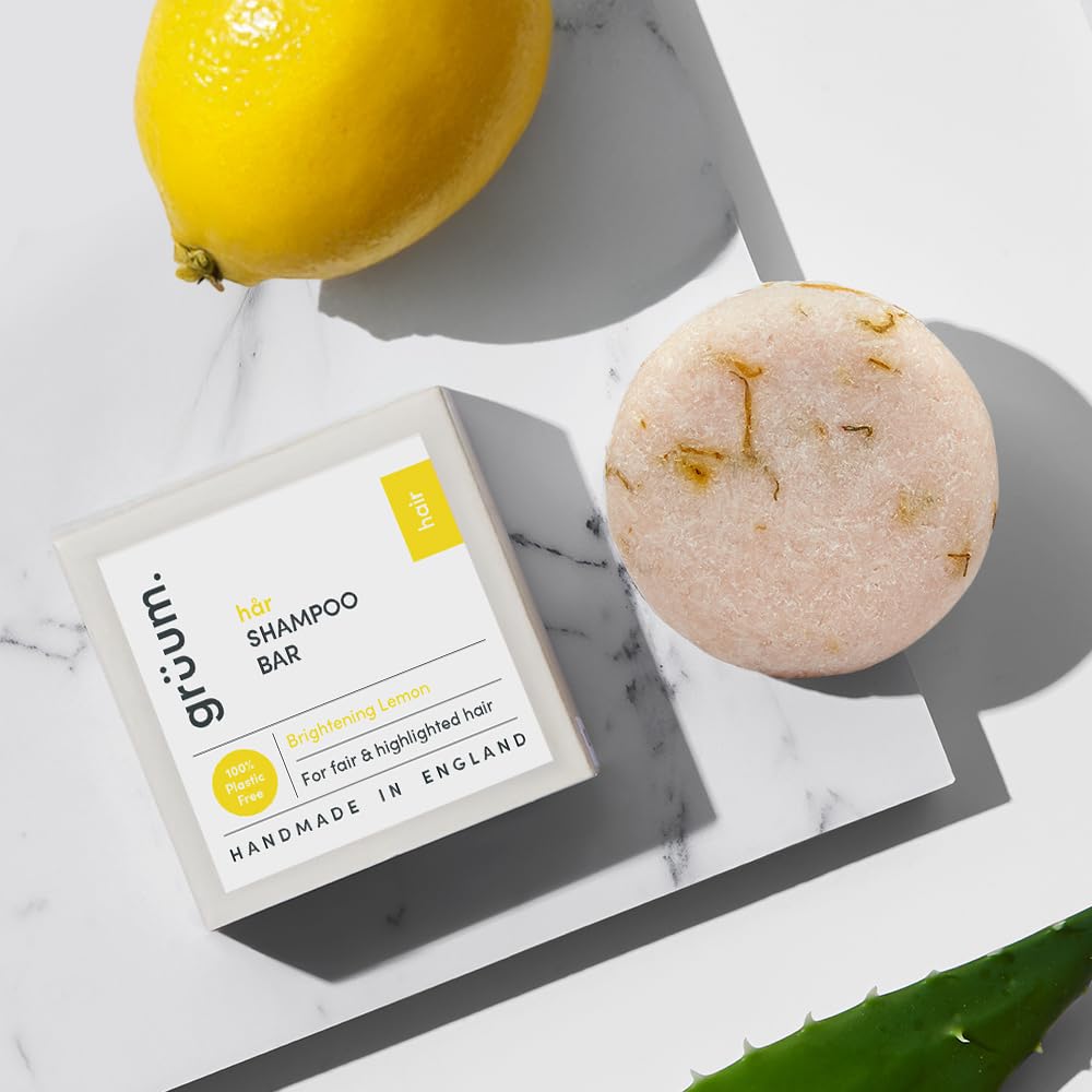 grüum Twin Pack Brightening Shampoo Bar 50g - Solid Shampoo Bars for Hair Up to 60 Washes - Plastic Free Vegan Bar for Men & Women - Paraben Free Rich Lathering Bars for Colour Treated Hairs
