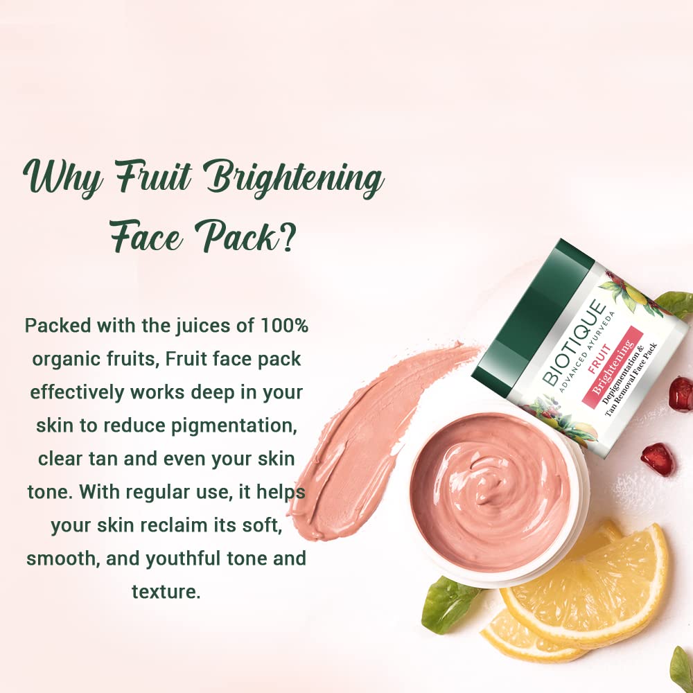 Biotique Bio Fruit Whitening & Depigmentation & tan removal Face Pack 75G/2.65 Fl.Oz. I For All Skin Type