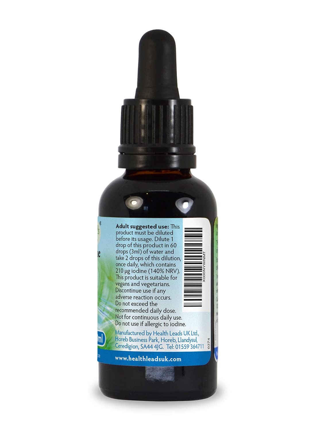 Health Leads ...Working With Nature Lugols 5% Iodine Solution 30ml, True 5% Liquid Formulation, Bulb Pipette for Easy & Accurate Dispensing, Formulated & Made in Wales
