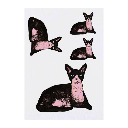 Azeeda 4 x 'Sphynx Cat' Temporary Tattoos - Water Resistant, Skin-Safe, Non-Toxic Transfers, Mixed Sizes (TO00015043)