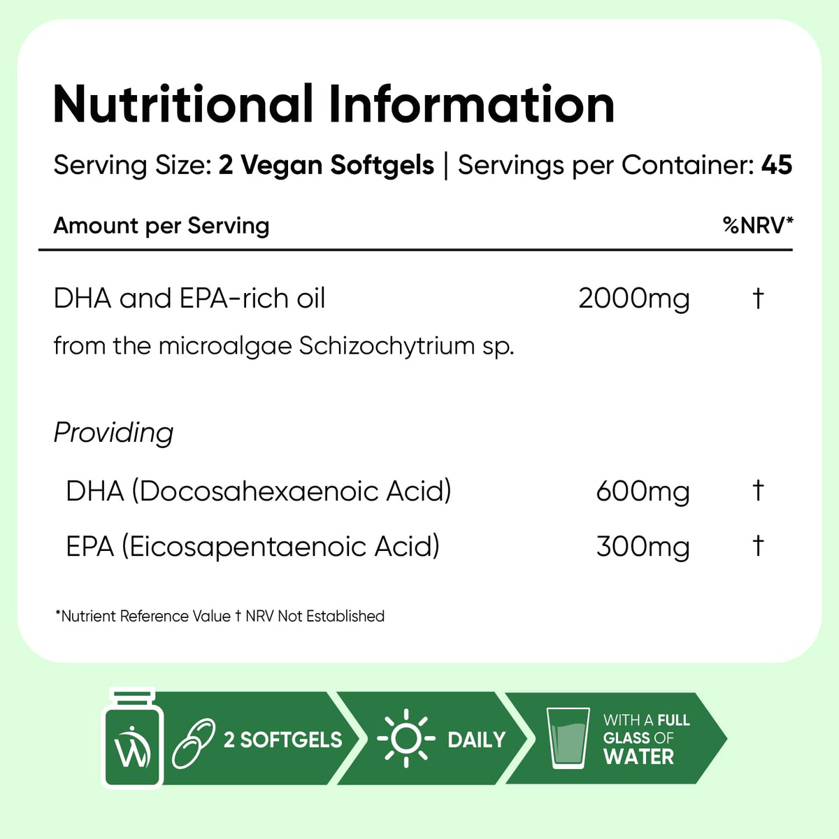 WeightWorld Vegan Omega 3 Supplement - 2000mg per Serving - 90 Softgels - 45 Days Supply - Derived from Algal Oil - 2 Softgels a Day - DHA and EPA-Rich Oil - Omega-3 Nutritional Supplements