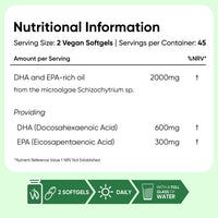 WeightWorld Vegan Omega 3 Supplement - 2000mg per Serving - 90 Softgels - 45 Days Supply - Derived from Algal Oil - 2 Softgels a Day - DHA and EPA-Rich Oil - Omega-3 Nutritional Supplements