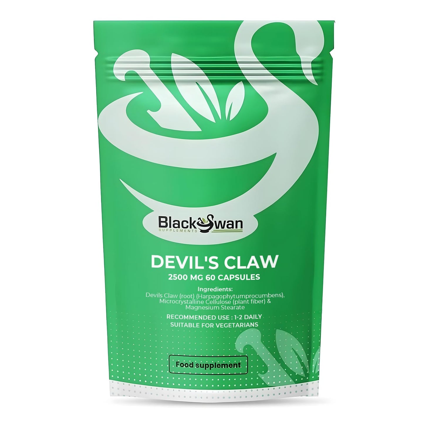 Black Swan supplements Black Swan Devil's Claw Capsules - 2500mg Antioxidant Formula Anti Inflammation Joints Digestive Health Muscle Pain Relief Natural Herbal Supplement - 60 Caps 2 Month Supply