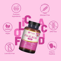 PH PROWISE Healthcare Folic Acid Tablets 400 mcg - 400 Vegan Vitamin B9 Tablets | 13 Month Supply | Vitamin B9 Pregnancy Care | Normal Function of Immune System & Maternal Tissue Growth During Pregnancy | UK Made – Prowise