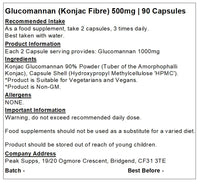 Peak Supps Glucomannan Capsules 500mg | Konjac Fibre | Vegan (90)