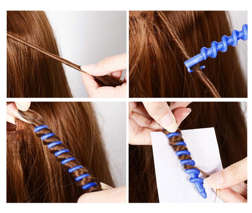 TOPWEL 26 Pieces 6inch Spiral Hair Perm Rod Colorful Plastic Long/Medium Hair Barber Hairdressing Styling Curling Perm Rod No Heat Hair Curlers for Women Girls