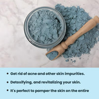 Hebhac Herbs Serbian Blue Clay Powder 227 g for Facial Masks, Creams, Skin Tightening, Body Wraps,Scrubs, and Soap Making.