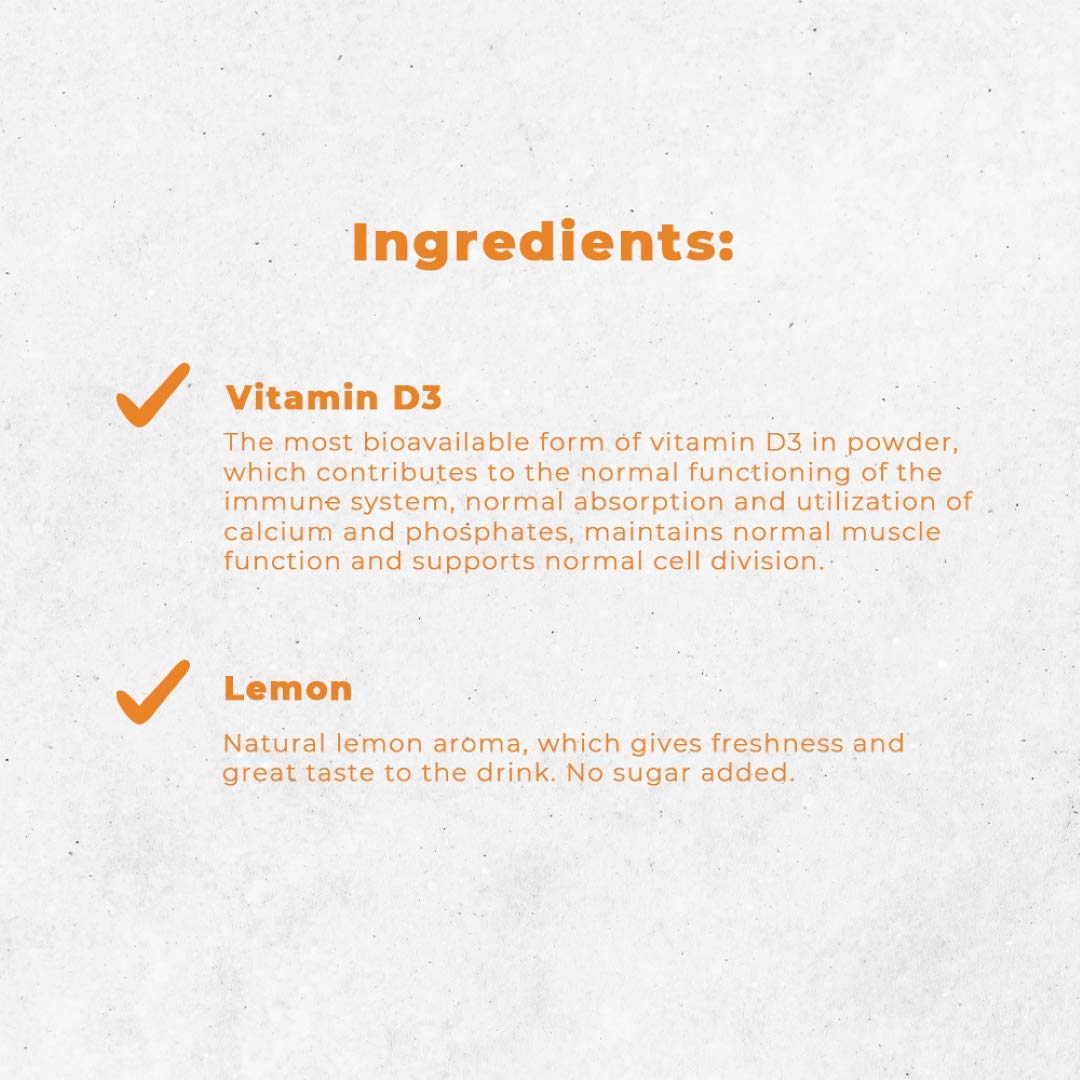 Nature's Finest by Nutrisslim Vitamin D3 Powder 2000IU | 50µg of Vitamin D per Serving | Most Bioavailable Form of Vitamin D3 Powder | for Vegetarians and Vegans