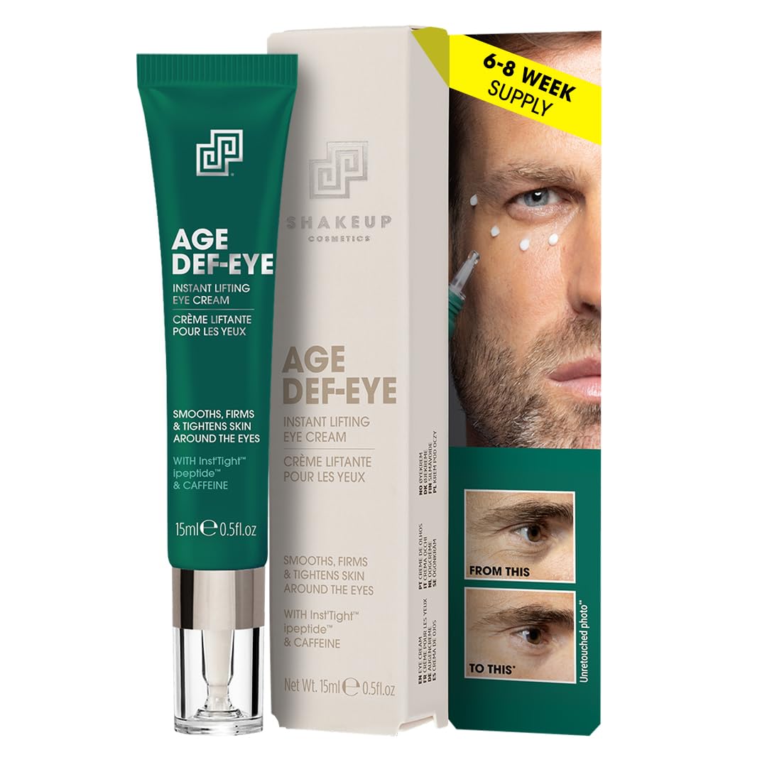 Shakeup Cosmetics Mens Anti Ageing Skincare Set - Eye Cream and Face Serum Gift Set for Men - Targets Wrinkles, Dark Circles and Fine Lines - Vegan Made in UK, Gift for Him