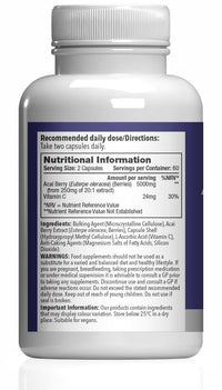 Simply Supplements Acai Berry 5,000mg Capsules | with Vitamin C | Supports Immune System & Collagen Formation | Freeze-Dried Extract | Vegan Friendly | 120 Capsules = 2-Month Supply | UK Made