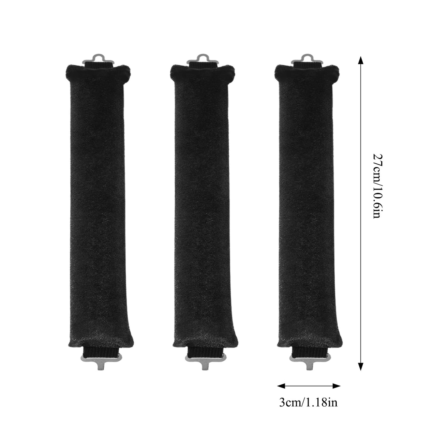ExcellaElite Heatless Overnight Blowout Rods 3 Pack Heatless Curling Rod, Jumbo Flexi Rods for Hair, Heatless Rods, Blow out Rods - No Heat Curls to Sleep for Curl Rods, Women Long Hair Styling Tools, Black