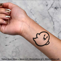 Azeeda 4 x 'Cute Halloween Ghost' Temporary Tattoos - Water Resistant, Skin-Safe, Non-Toxic Transfers, Mixed Sizes (TO00075784)