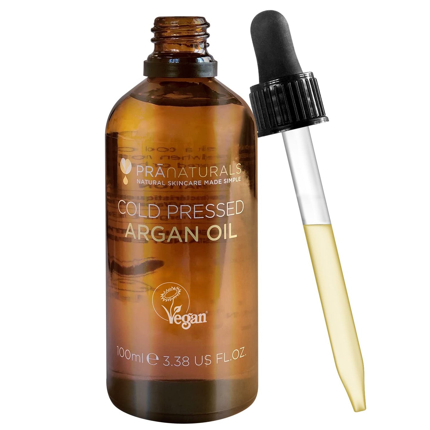 PraNaturals 100% Moroccan Pure Natural Argan Oil for Face & Body 100ml – Rich in Vitamin E for Healthy Skin, Hair & Nails – No Parabens or SLS – Vegan, Cruelty-Free