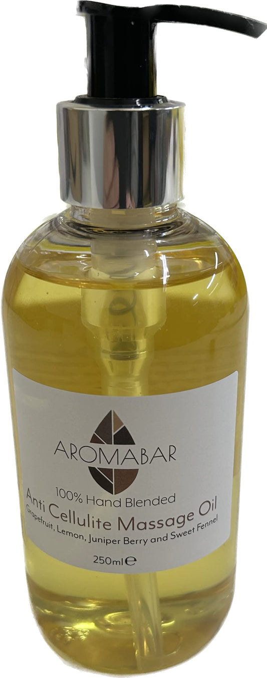 Aromabar Anti Cellulite Massage Oil 250ml Pump Dispenser with Grapefruit Lemon Juniper Fennel Pure Essential Oils