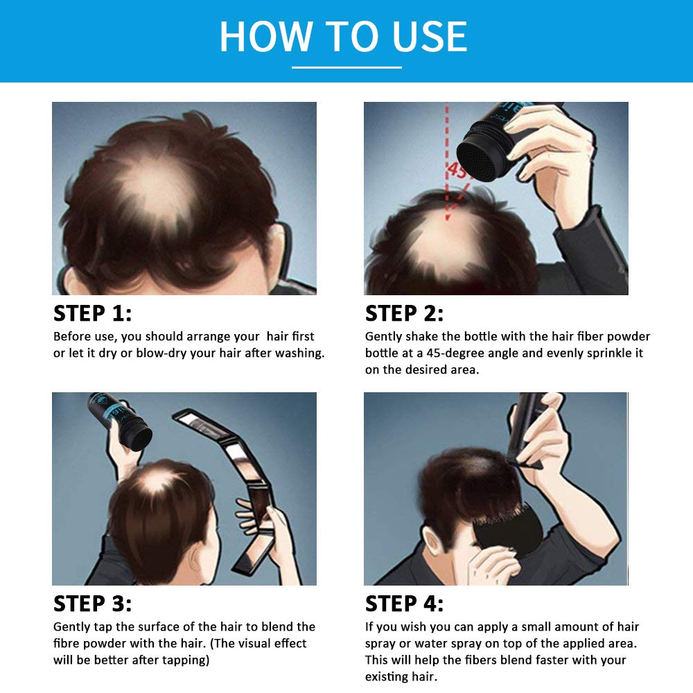 Professional Quality Hair Fibres, Hair Fibres Black for Thinning Hair, Completely Conceals Hair Loss in 15 Seconds, Undetectable & Natural, Hair Loss Product for Women and Men(Black)