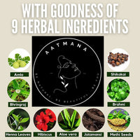 AATMANA Herbal Black Henna Hair Color with Goodness of 9 Herbs | Black Henna Mehndi for Hair, Make Hair Soft & Shiner Natural Hair Color for Men & Women 100g