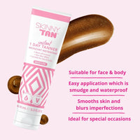 SKIN & TAN 1 Day Instant Tanner 100ml - Wash Off Body Bronzer for Face & Body - Non-Transfer, Smudge-Proof, Quick Tan Lotion - Sunless Fake Tan (Medium)