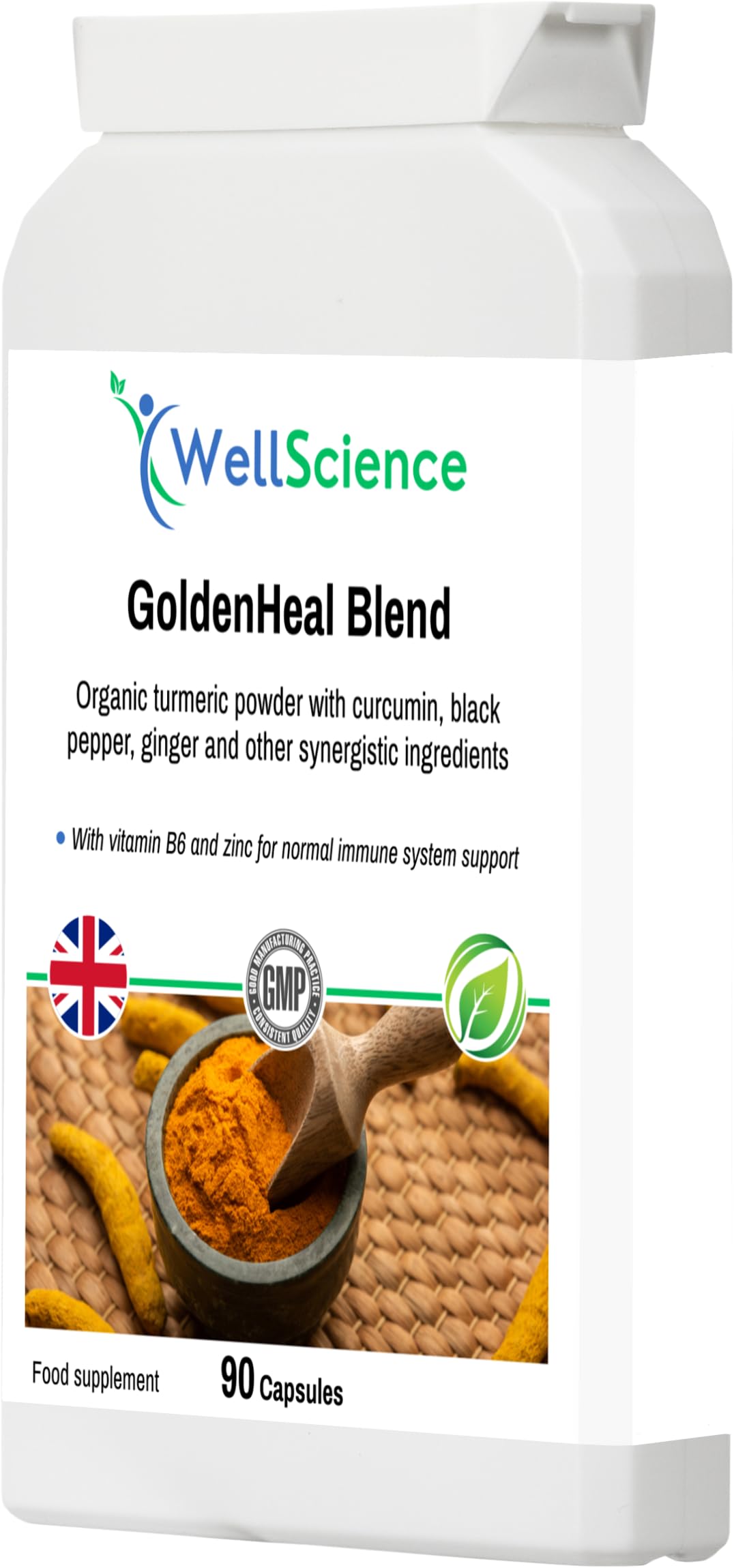 Wellscience WellScience GoldenHeal Blend: Immune Support, Anti-Inflammatory, and Digestive Health - Organic Turmeric, Curcumin, Black Pepper, Ginger & Cayenne