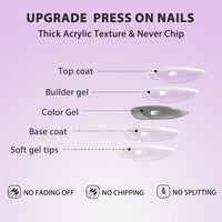 Orange Press on Nails Short Almond Shaped, SXVME 30 Pcs Thick Short False Nails Press ons Natural Natural Fit Acrylic Fake Nails For Women Daily Wear