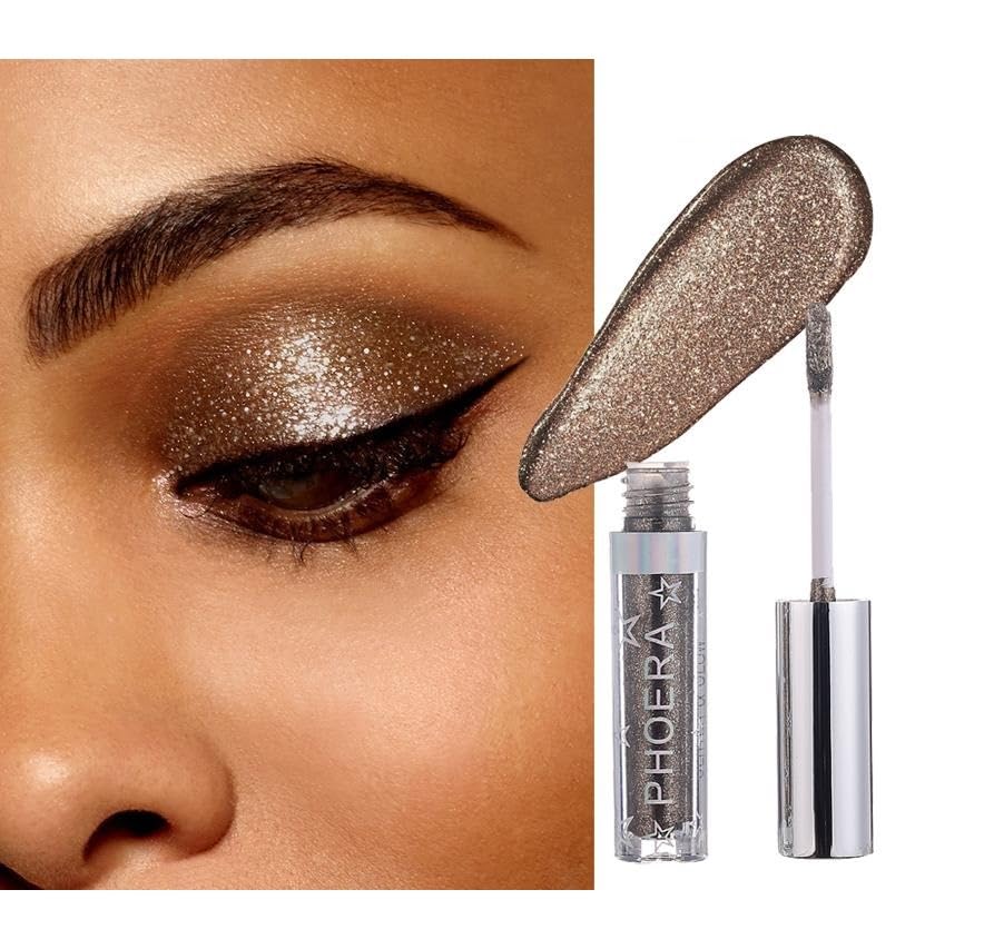 Phoera AQUAPURITY - PHOERA Magnificent Metals Waterproof Liquid Glitter & Glow Eyeshadow Palette Shimmer Long Lasting Cosmetic Metallic Eye Shadow Pigment Makeup (104 FOREST)