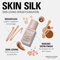 Makeup Revolution, Skin Silk Serum Foundation, Light to Medium Coverage, Contains Hyaluronic Acid, F10, 23ml