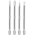 HUPOO Cuticle Pusher and Cutter Set, Dead Skin Nail Cleaner Tools, Professional Stainless Steel Cuticle Remover, Durable Pedicure Manicure Tools for Fingernails and Toenails.4 Pcs/Set