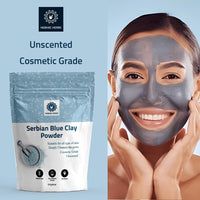 Hebhac Herbs Serbian Blue Clay Powder 227 g for Facial Masks, Creams, Skin Tightening, Body Wraps,Scrubs, and Soap Making.