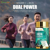 Vitaminnica Because your Health Matters Vitaminnica Iron Glycinate with Vitamin C | Pack of 60 Capsules | Healthy Iron Level for Men & Women