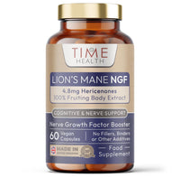 Time Health Lions Mane NGF - High Strength - Vegan - No Fillers, Binders or Flow Agents - Pullulan Capsules - 60 Capsules