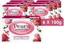 PEARS Pears Naturalé Soap Bar - Pomegranate Glowing Bathing Bar with Pure Glycerin, Mild & Gentle Cleansing Formula for Daily Skin Radiance, Ideal for Hydrating Face, Body, and Hands - 100 g (Pack of 6)