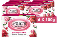 PEARS Pears Naturalé Soap Bar - Pomegranate Glowing Bathing Bar with Pure Glycerin, Mild & Gentle Cleansing Formula for Daily Skin Radiance, Ideal for Hydrating Face, Body, and Hands - 100 g (Pack of 6)