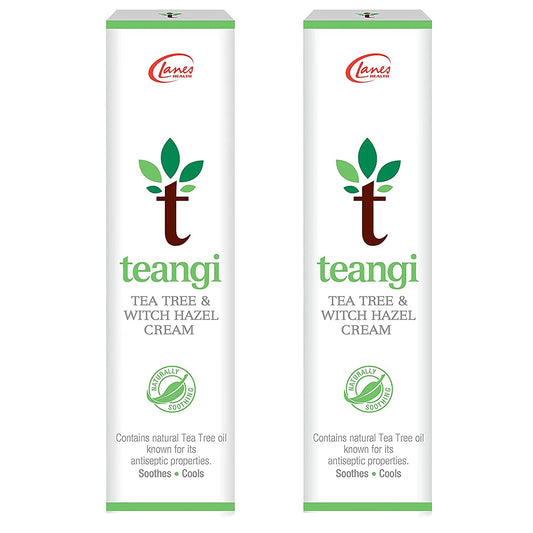 2 x Teangi Tea Tree and Witch Hazel Cream 28g, Soothing and Calming Treatment for Irritated Sensitive Skin with all Natural Ingredients
