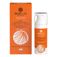 BasicLab Lightweight Protective Emulsion Sun Protection SPF50+ Light Consistency 50 ml for Children and Adults, Women and Men, High Sun Protection