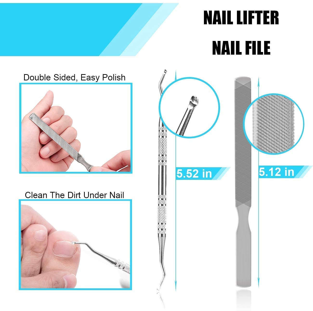 oosofitt Toenail Clippers Set 7Pcs, Staineless Steel Ingrown Toenail Tool Kit, Professional Toe Nail Nippers Set for Ingrown & Thick Nail, Surgery Grade Manicure Pedicure Tool By OosoFitt