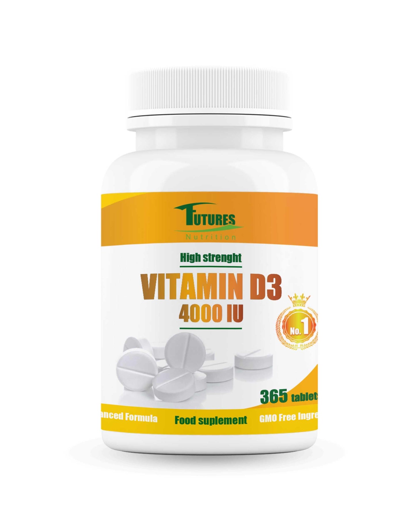 Futures Nutrition Vitamin D3 4000 IU - Vitamin D High Strength 4000iu - Vitamin D Tablets GMO & Gluten Free - 365 VIT D3 Tablets - Immune System Booster D3 Vitamins Supplements for Men and Women