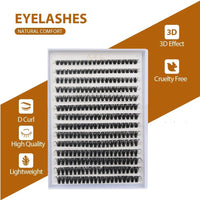 FANDIQ Individual Lashes, 280 Pcs Cluster Lashes D Curl Eyelash Extensions 8-16MM Natural Volume Eyelash Clusters DIY Lash Extension for Beginners(50D 8-16mm)