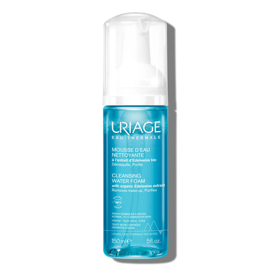 Uriage Face Cleanser & Make-Up Remover 150ml - Ultra-Soft Airy Foam, Rinse-Off Cleanser - Perfectly Removes Make-Up, Leaves Skin Soft - Floral Fragrance - Soap-Free, Physiological Ph