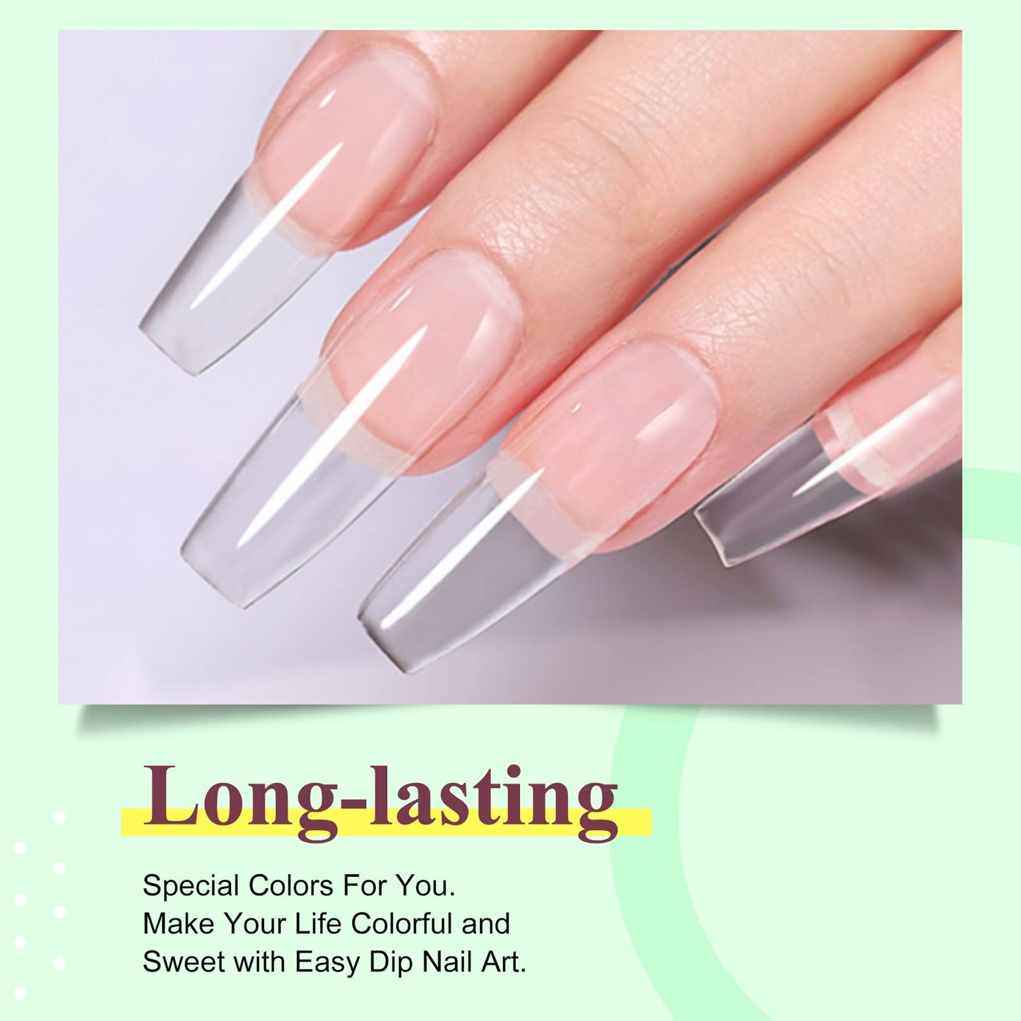 Honey Joy 28g/Box Fine Dipping Powder French Manicure Foundation Colors Pink and White Dip Powder Nails,No UV Led Cure,1oz per box,Clear…
