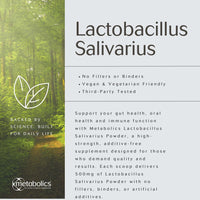 Lactobacillus Salivarius Powder 100g | High-Potency Probiotic | Supports Digestive & Immune Health | Vegan-Friendly | UK Made | Metabolics