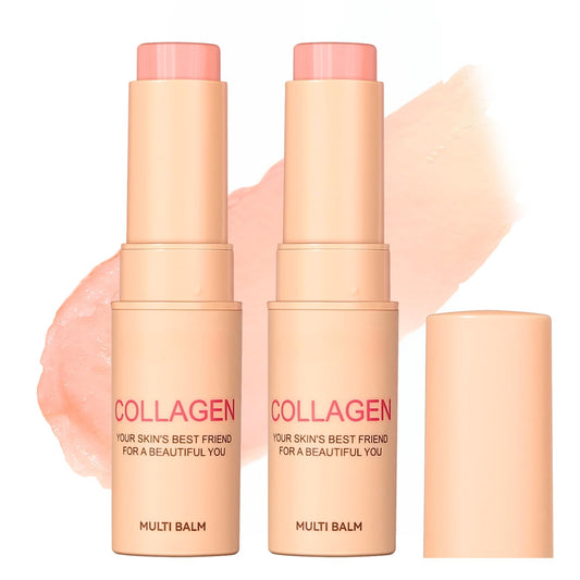 TBeautfave 2PCS Collagen Stick for Face, Wrinkle Bounce Multi Balm Sticks, Collagen Face Cream for Anti Wrinkles, Collagen Wand Stick for Face Eye Lip Neck, Fine Lines Fading in Dry & Sensitive Skin