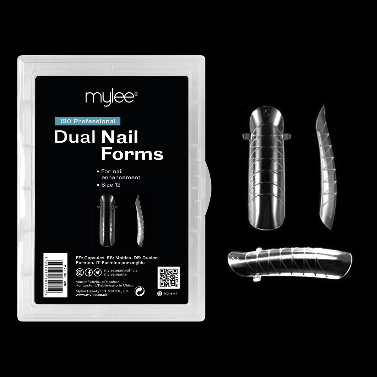 MYLEE Mylee Dual Nail Forms - 12 Sizes to choose from - Reusable, 120 nail forms for multiple applications - Acrylic Nail Molds, For Polymer Gel Nail Extension