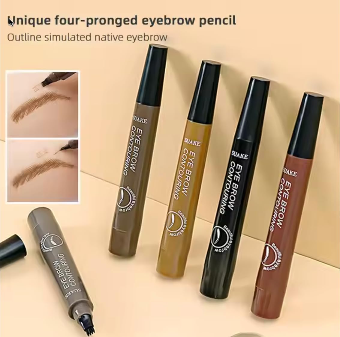 NOMPAT PACK OF 5 Microblading Eyebrow Pencil, Waterproof Magic Eyebrow Pen, 4 Tipped Precise Brow Pencil, Long-lasting Natural Makeup Fine Stroke Eye Brow Pencil