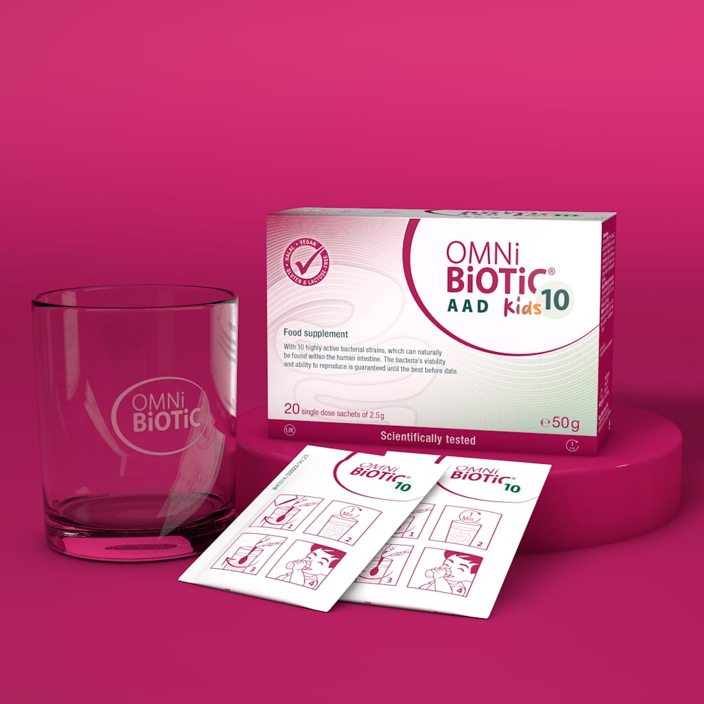 OMNi BiOTiC 10 AAD Kids | 20 sachets (50 g) | 10 Bacterial strains | 5 Billion Bacteria per Daily dose | Powder | with Inulin | Vegan | Gluten-Free | Lactose-Free | Halal | for Daily use