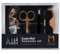 The Brow & Lash Rose Gold Set Eyelash & Eyebrow Tools Kit Includes Tweezers Lash Curler Spoolie Brush and scissors Idol Gift for Women By Majestik+