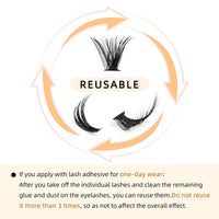 QUEWEL Cluster Lashes 240Pcs - Individual & Cluster Lashes 0.07C Curl 30D+40D Mix8-14mm for Natural Look DIY Eyelash Extensions