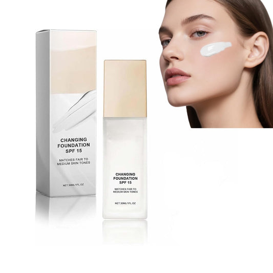 AHVKNU Skye Color Changing Magic Foundation,Colour Changing Foundation,SPF 15 Sun Protection,All Day Flawless Warm Skin Tone BB Cream Makeup Base Concealer,Self-Adjusting Shade for All Skin,30ml